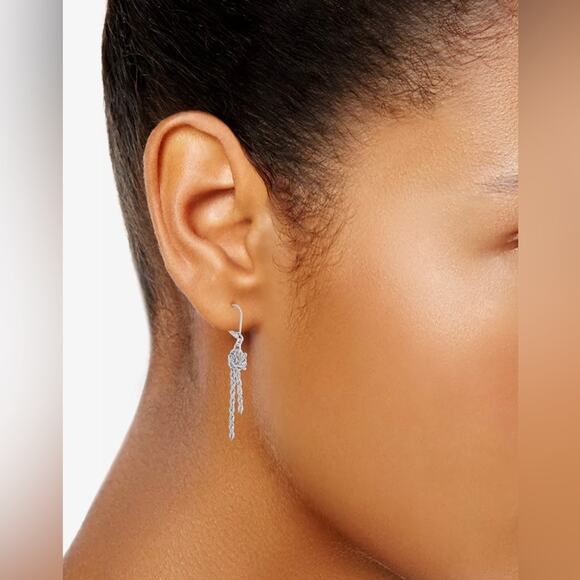 NEW Charter Club Dangle Drop EARRINGS SilverTone Knotted Serpentine Chain 2” - Picture 3 of 7